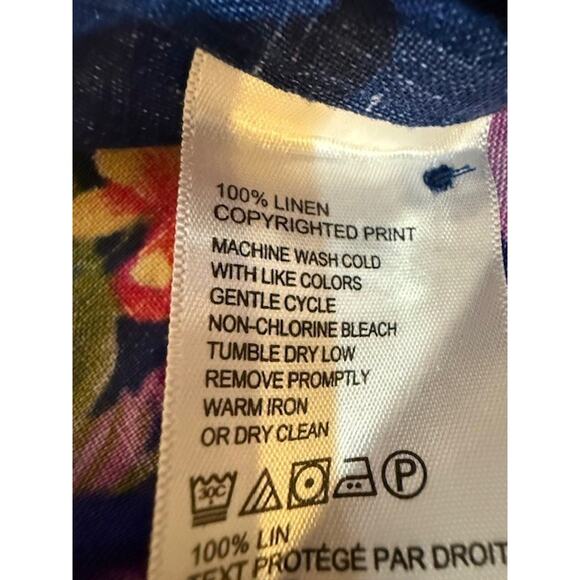 Tommy Bahama Women's 100% Linen Floral Tropical Short Sleeve Top - Size L - Picture 13 of 15